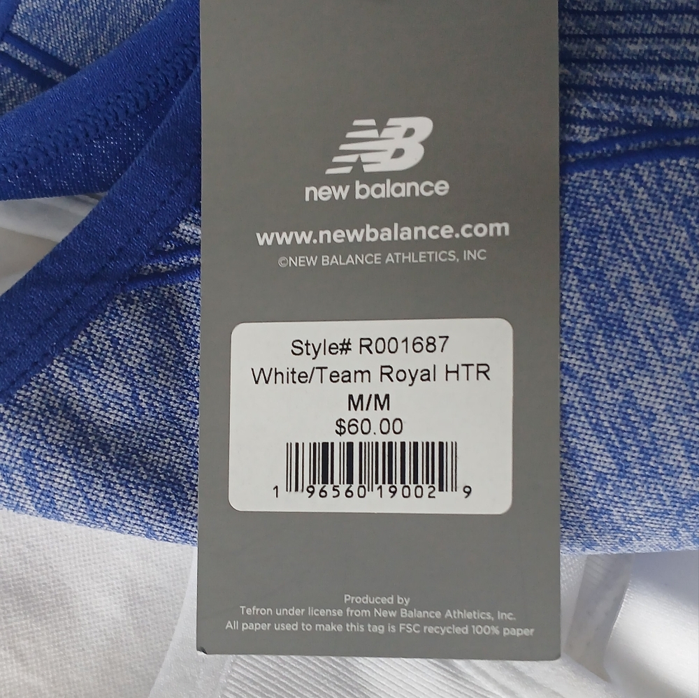 NWT NEW BALANCE 2 PACK SPORTS BRA BLUE AND WHITE RACERBACK TAGLESS PADDED SIZE M - Picture 7 of 8